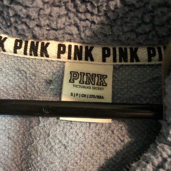 PINK Blue Sherpa Quarter Zip - Picture 2 of 3